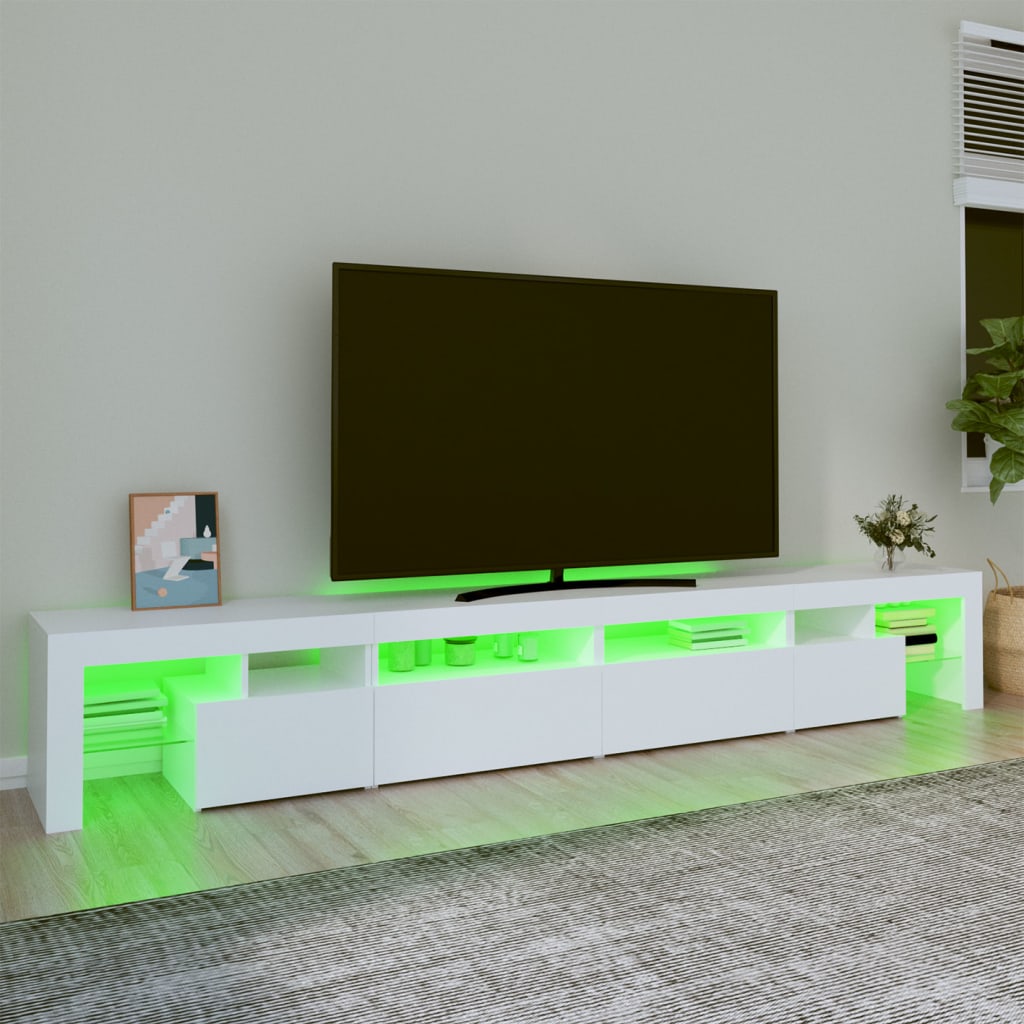 tv-skab med LED-lys 260x36,5x40 cm hvid