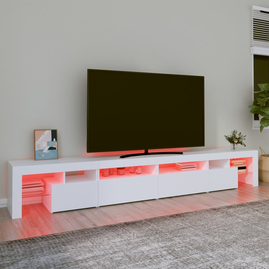 tv-skab med LED-lys 260x36,5x40 cm hvid