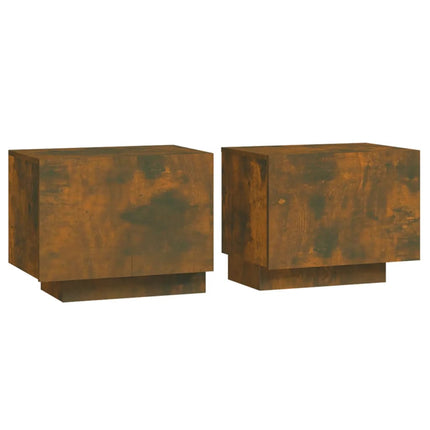 sengebord 100x35x40 cm konstrueret træ røget egetræsfarve