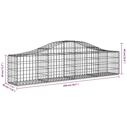 buet gabionkurv 200x30x40/60 cm galvaniseret jern