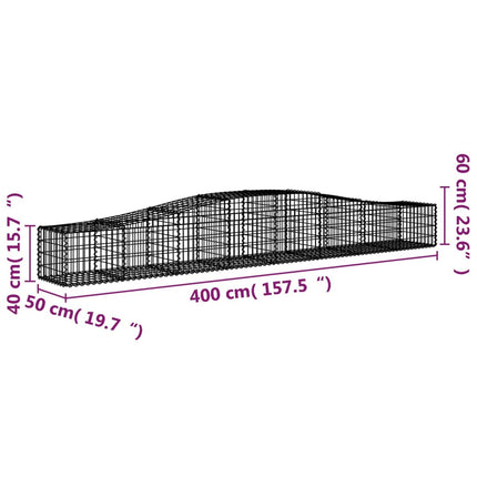 buet gabionkurv 400x50x40/60 cm galvaniseret jern