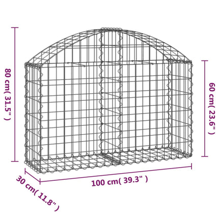 buet gabionkurv 100x30x60/80 cm galvaniseret jern