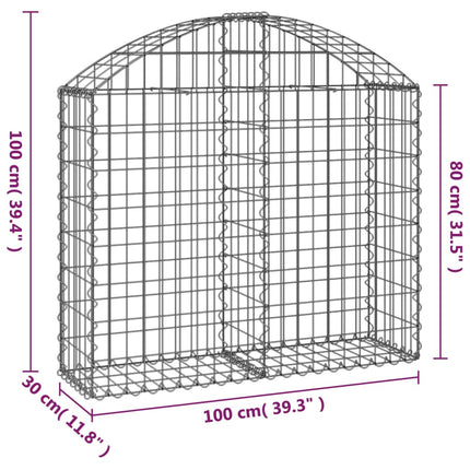 buet gabionkurv 100x30x80/100 cm galvaniseret jern