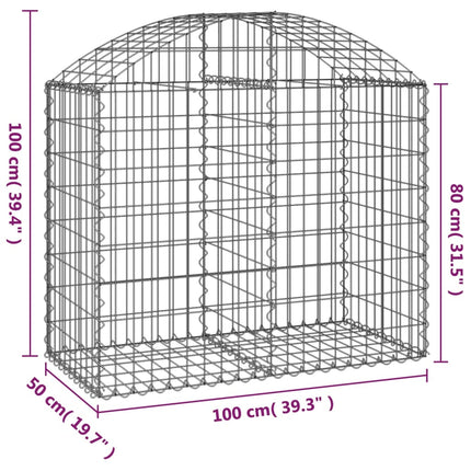 buet gabionkurv 100x50x80/100 cm galvaniseret jern