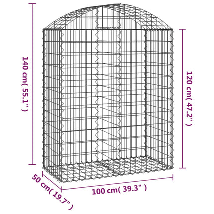 buet gabionkurv 100x50x120/140 cm galvaniseret jern