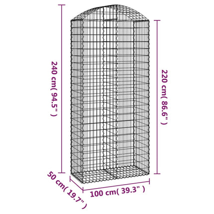 buet gabionkurv 100x50x220/240 cm galvaniseret jern