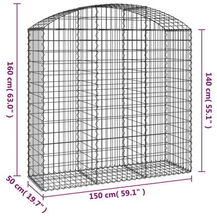 buet gabionkurv 150x50x140/160 cm galvaniseret jern