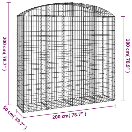 buet gabionkurv 200x50x180/200 cm galvaniseret jern