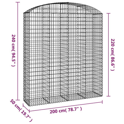 buet gabionkurv 200x50x220/240 cm galvaniseret jern
