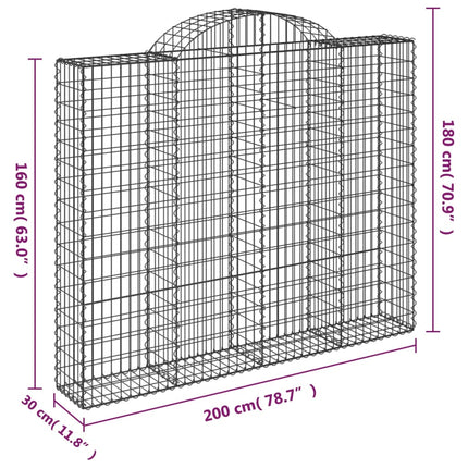 buet gabionkurv 200x30x160/180 cm galvaniseret jern