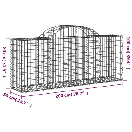 buet gabionkurv 200x50x80/100 cm galvaniseret jern