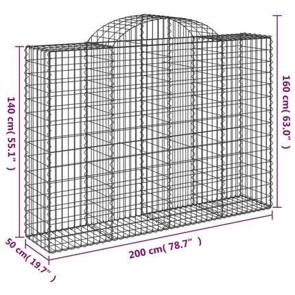 buet gabionkurv 200x50x140/160 cm galvaniseret jern