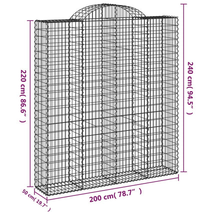 buet gabionkurv 200x50x220/240 cm galvaniseret jern