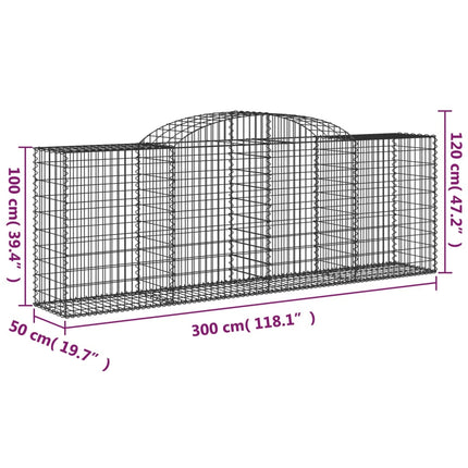 buet gabionkurv 300x50x100/120 cm galvaniseret jern
