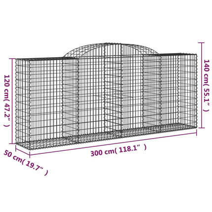 buet gabionkurv 300x50x120/140 cm galvaniseret jern