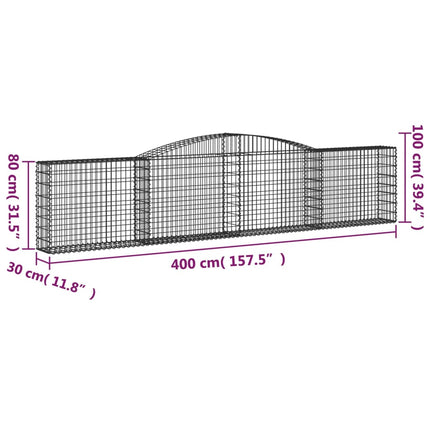 buet gabionkurv 400x30x80/100 cm galvaniseret jern