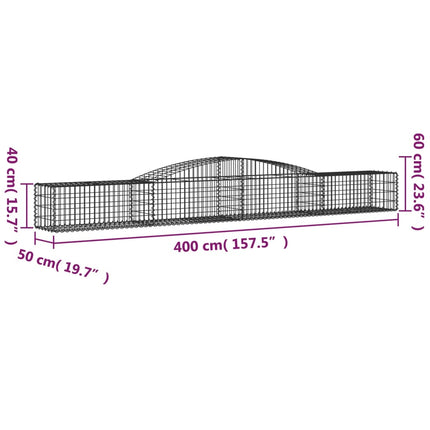 buet gabionkurv 400x50x40/60 cm galvaniseret jern