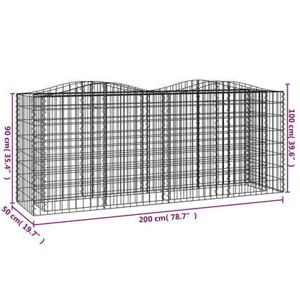 buet gabion-højbed 200x50x100 cm galvaniseret jern