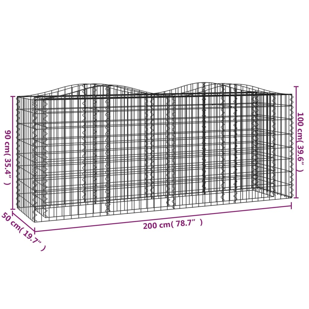 buet gabion-højbed 200x50x100 cm galvaniseret jern