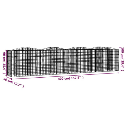 buet gabion-højbed 400x50x100 cm galvaniseret jern