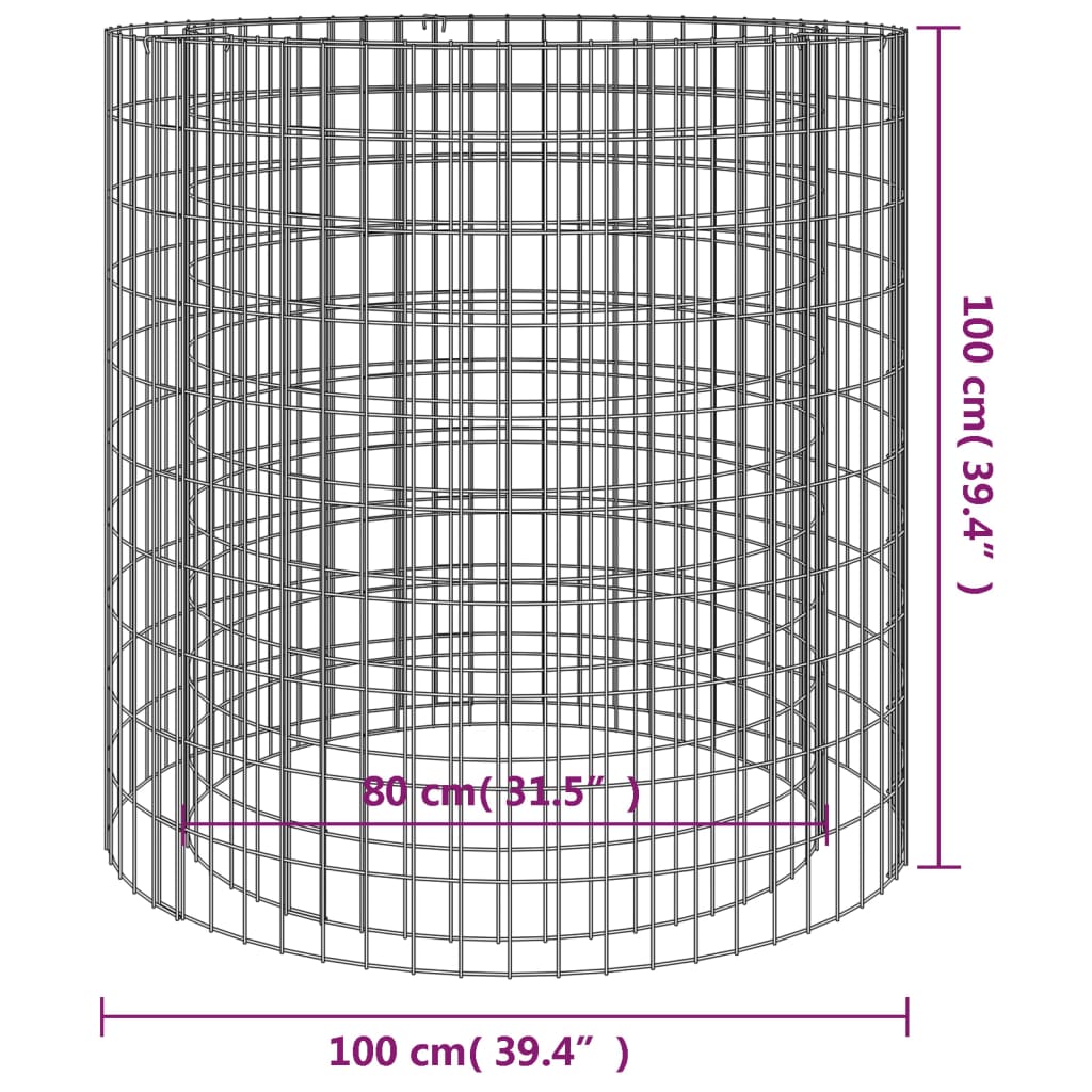 gabion-bålkurv Ø 100 cm galvaniseret jern