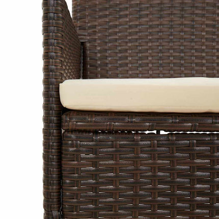 loungesæt til haven 4 dele med hynder polyrattan brun