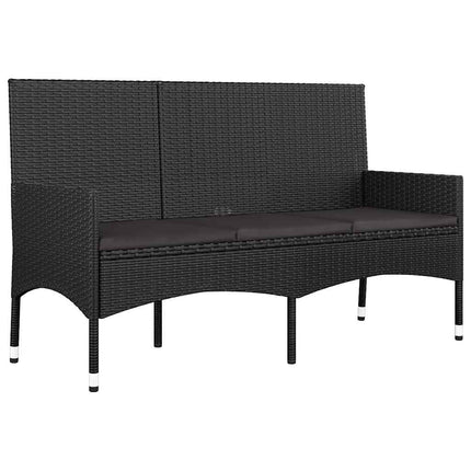 loungesæt til haven 4 dele med hynder polyrattan sort
