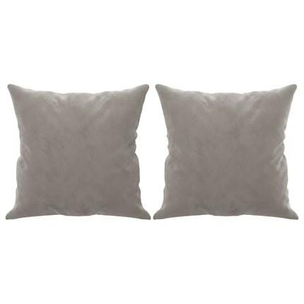 2-personers sofa med puder og hynder 120 cm velour lysegrå