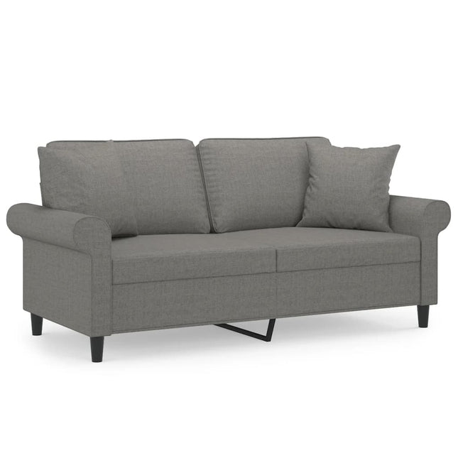 2-personers sofa med puder og hynder 140 cm stof mørkegrå