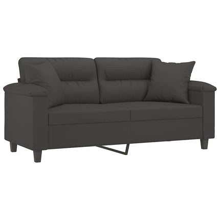 2-personers sofa m. puder hynder 140 cm mikrofiberstof mørkegrå