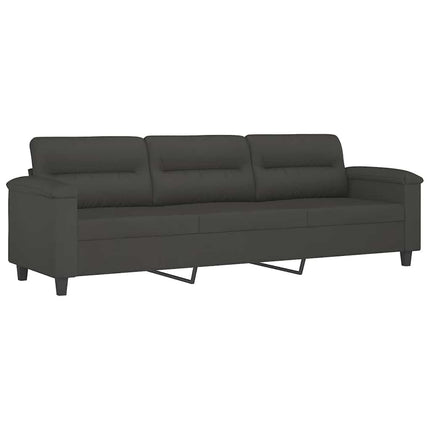 3-personers sofa m. puder hynder 210 cm mikrofiberstof mørkegrå