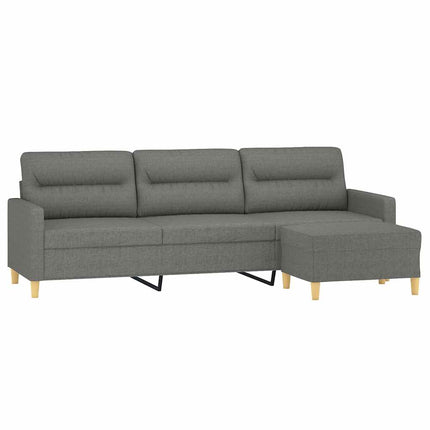 3-personers sofa med fodskammel 210 cm stof Mørkegrå