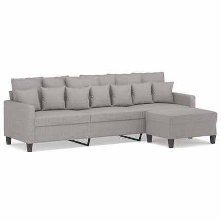 3-personers sofa med fodskammel 210 cm stof Lysegrå