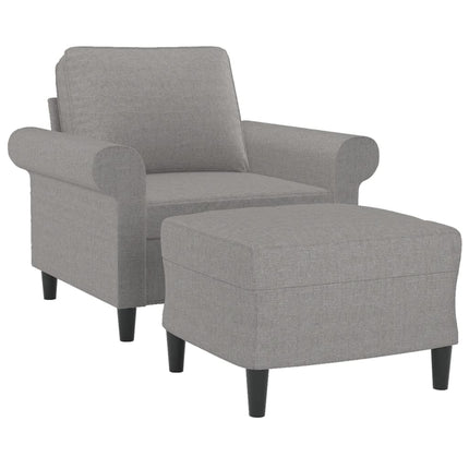 sofastol med fodskammel 60 cm stof lysegrå