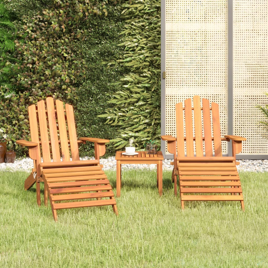 Adirondack-loungest til haven 3 dele massivt akacietr