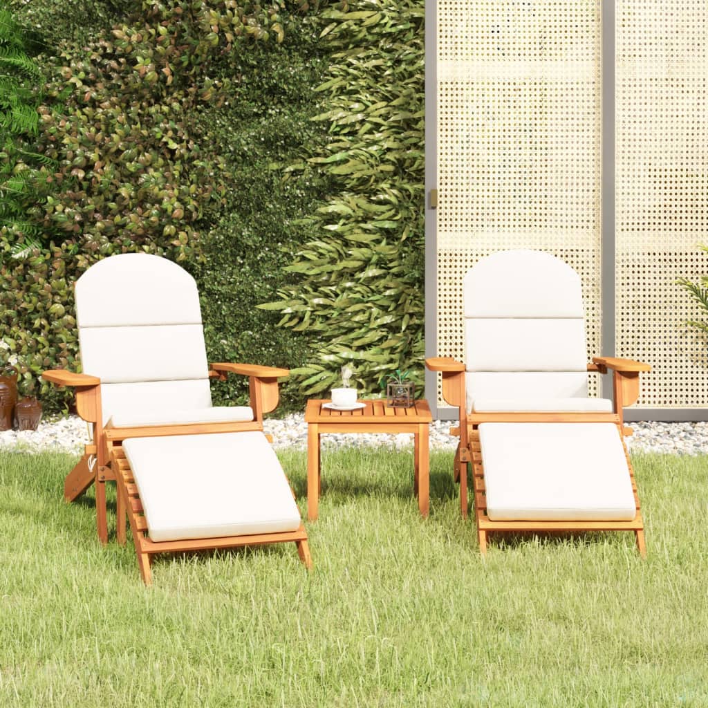 Adirondack-loungest til haven 3 dele massivt akacietr