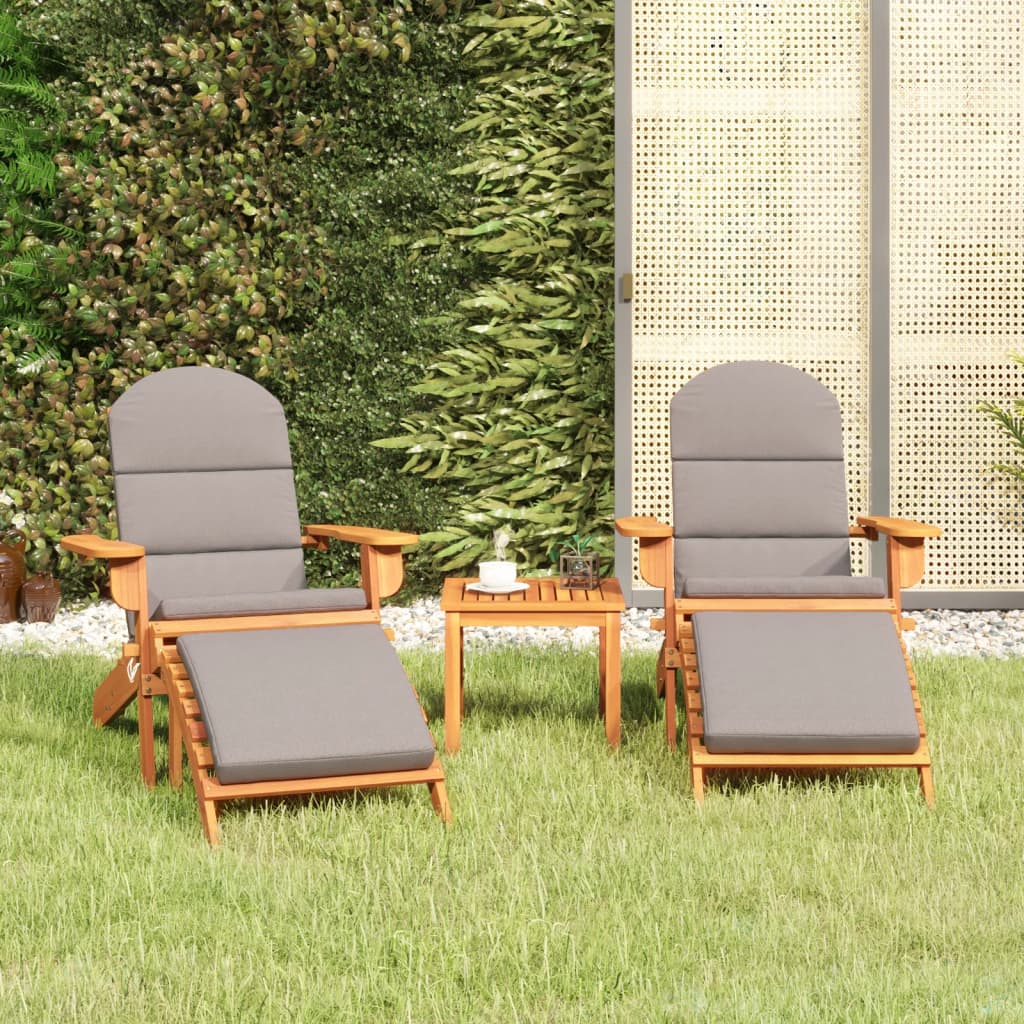 Adirondack-loungest til haven 3 dele massivt akacietr