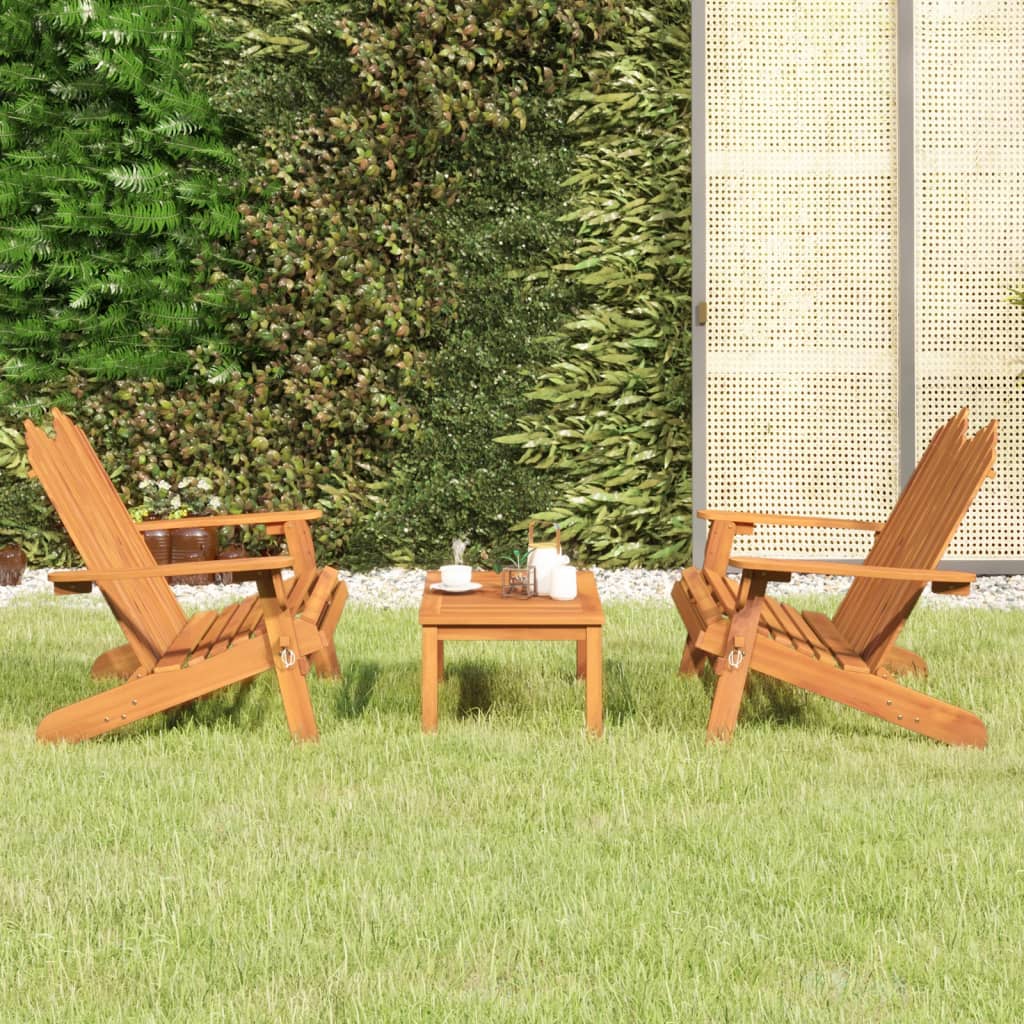 Adirondack-Loungesæt Til Haven 4 Dele Massivt Akacietræ - Brun / 2x bænk bord