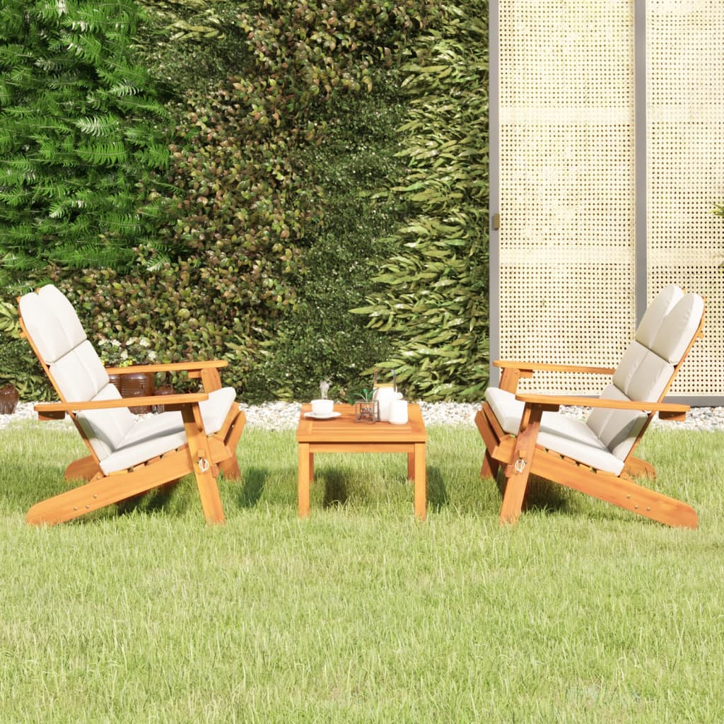 Adirondack-Loungesæt Til Haven 4 Dele Massivt Akacietræ - Hvid / 2x bænk bord