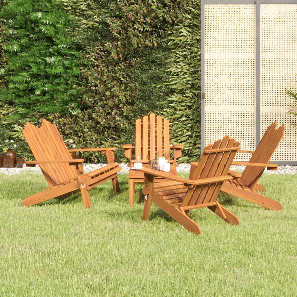 Adirondack-Loungesæt Til Haven 4 Dele Massivt Akacietræ - Brun / 2x bænk 2x stol bord