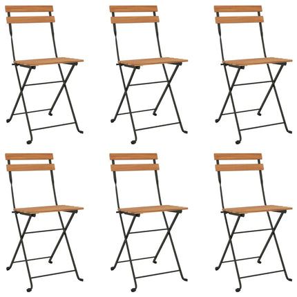 Klapstole 6 stk. Massivt træ teak og stål
