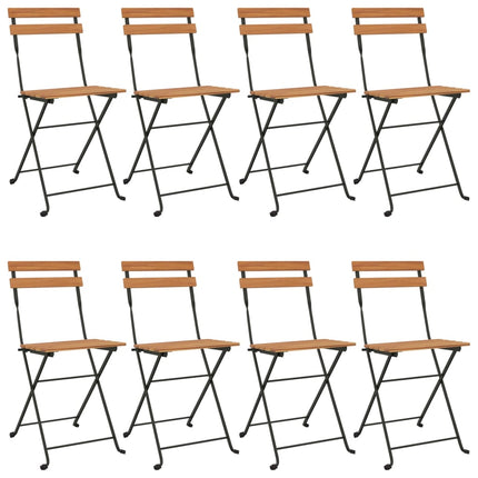 foldbare bistrostole 8 stk. massivt teaktræ og stål