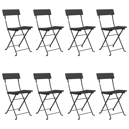 foldbare bistrostole 8 stk. polyrattan og stål sort