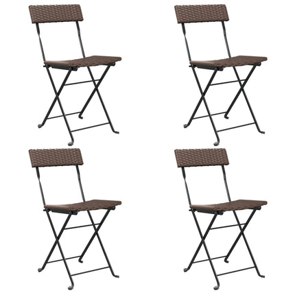foldbare bistrostole 4 stk. polyrattan og stål brun