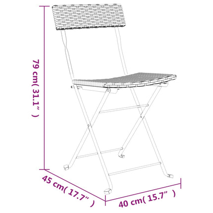 foldbare bistrostole 4 stk. polyrattan og stål grå