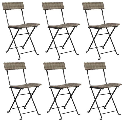 foldbare bistrostole 6 stk. polyrattan og stål grå