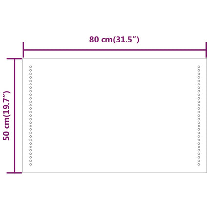 badeværelsesspejl med LED-lys 50x80 cm