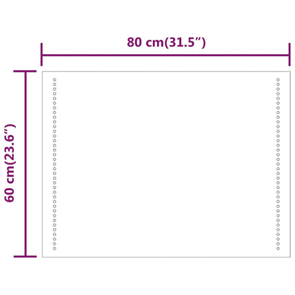 badeværelsesspejl med LED-lys 60x80 cm