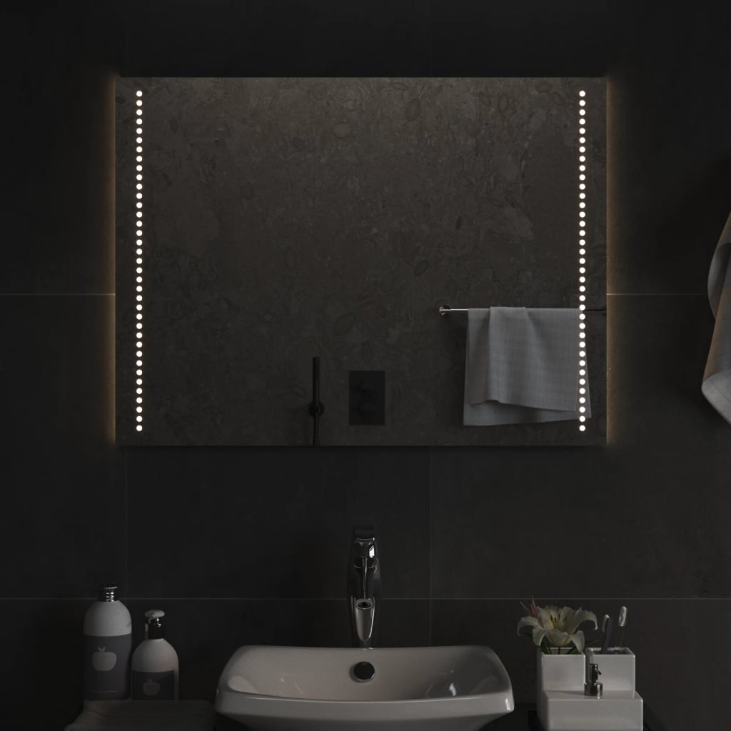 Badeværelsesspejl med LED-lys 60 × 80 cm - vægmonteret