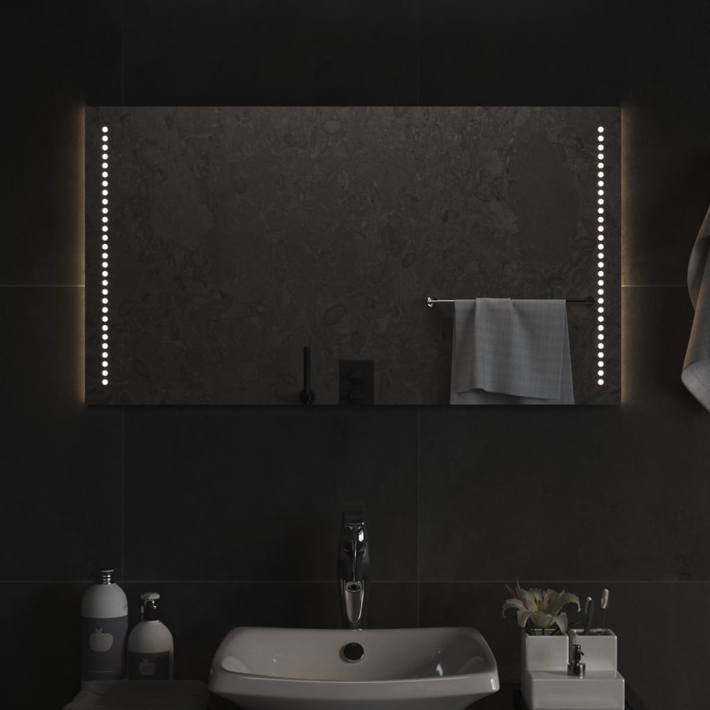 Badeværelsesspejl med LED-lys 50 × 90 cm - væghængt